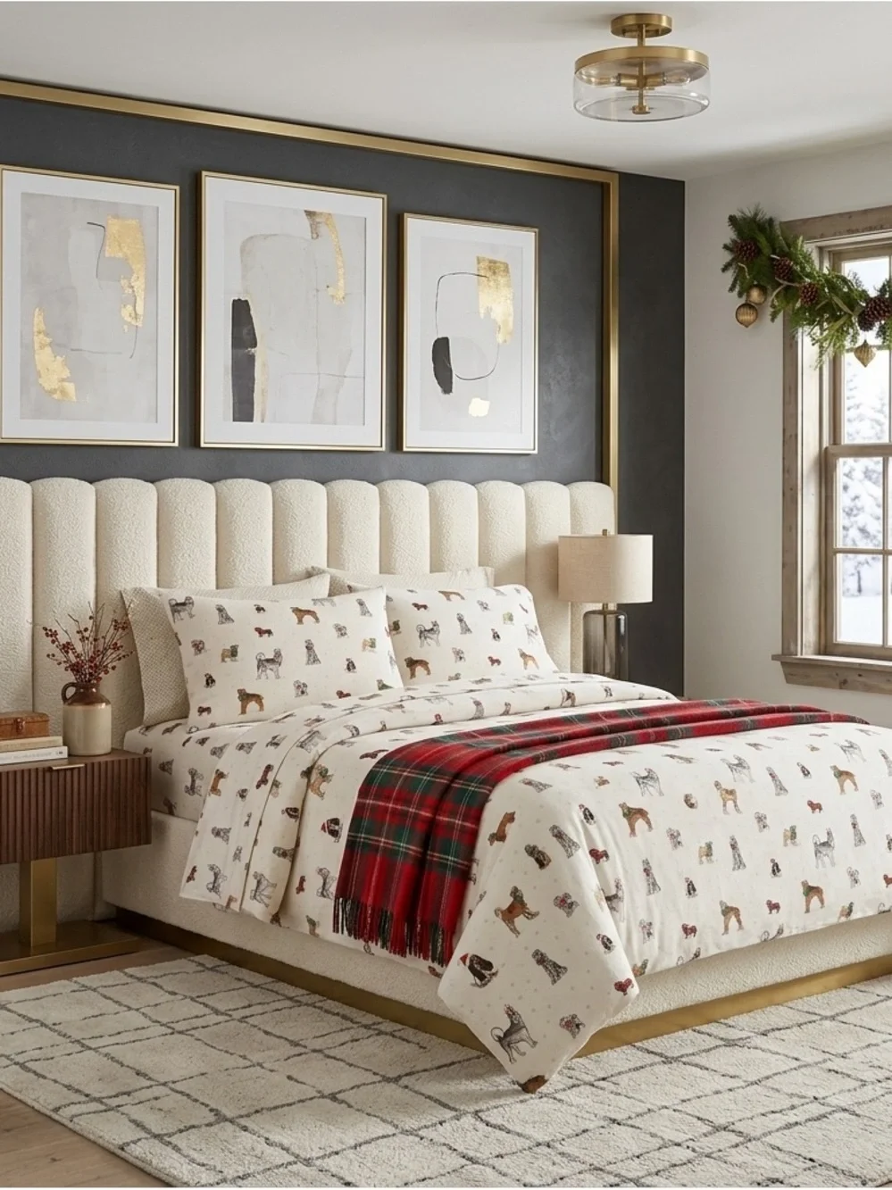 NWT Charter Club Christmas Dogs Flannel Sheets Set Queen